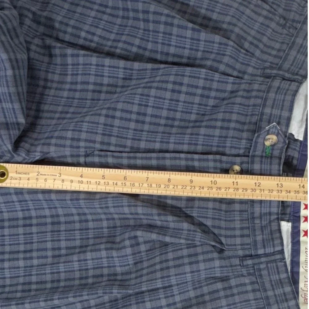 Tommy Hilfiger Plaid Pleated Trousers 38 (fits 36x32) Blue Gray Vintage Baggy‎